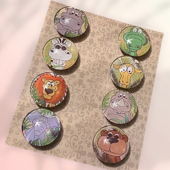 Set/8 𝑯𝒂𝒏𝒅𝒎𝒂𝒅𝒆 Zoo Animals Magnets Cabochons Gift! - Picture 9 of 13